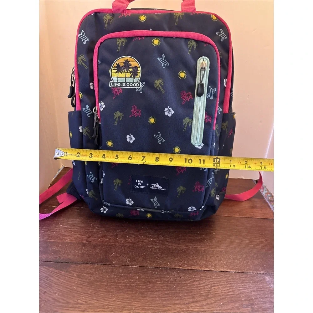 Life Is‎ Good High Sierra Backpack 40L Padded Expandable Beach Theme On Navy Bag